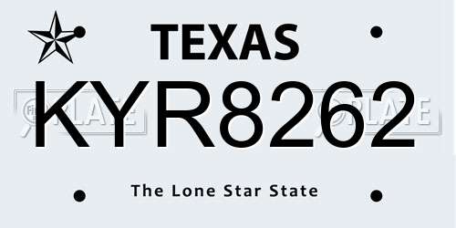 KYR8262 Texas License Plate