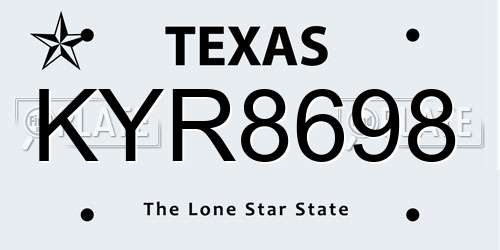 KYR8698 Texas License Plate