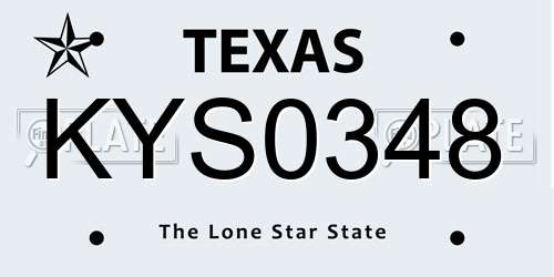 KYS0348 Texas License Plate