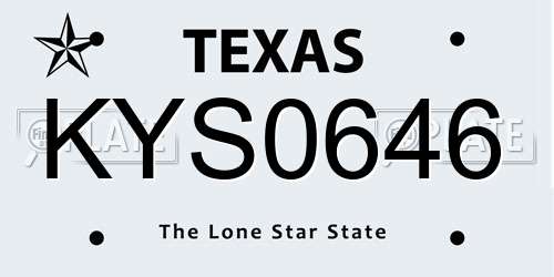 KYS0646 Texas License Plate