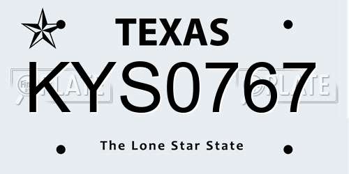 KYS0767 Texas License Plate