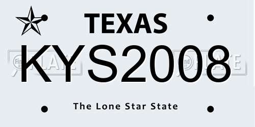 KYS2008 Texas License Plate