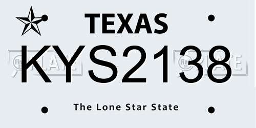 KYS2138 Texas License Plate