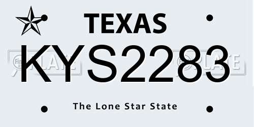 KYS2283 Texas License Plate