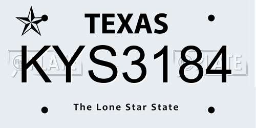 KYS3184 Texas License Plate