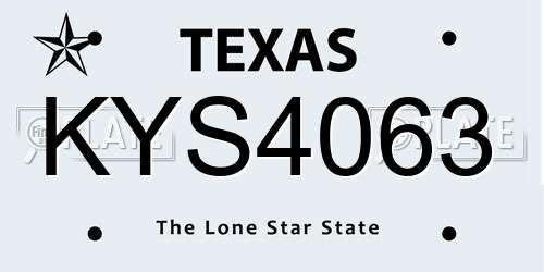 KYS4063 Texas License Plate