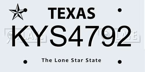 KYS4792 Texas License Plate