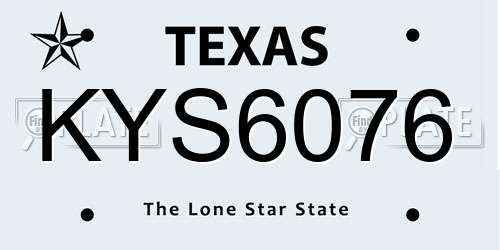 KYS6076 Texas License Plate