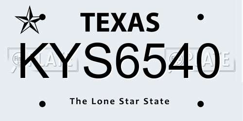 KYS6540 Texas License Plate
