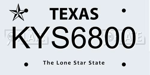 KYS6800 Texas License Plate