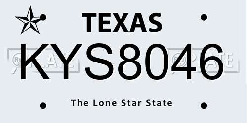 KYS8046 Texas License Plate