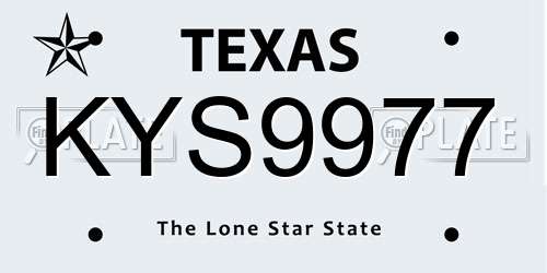 KYS9977 Texas License Plate