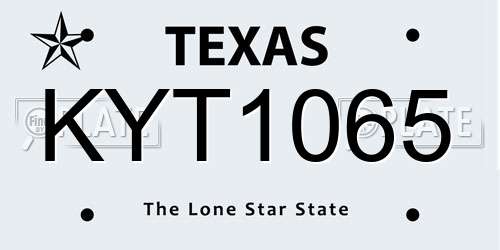 KYT1065 Texas License Plate