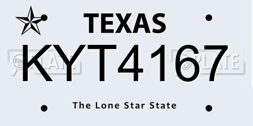 KYT4167 Texas License Plate