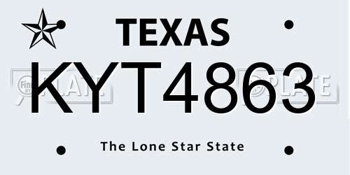 KYT4863 Texas License Plate