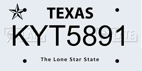 KYT5891 Texas License Plate