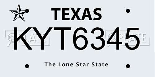 KYT6345 Texas License Plate