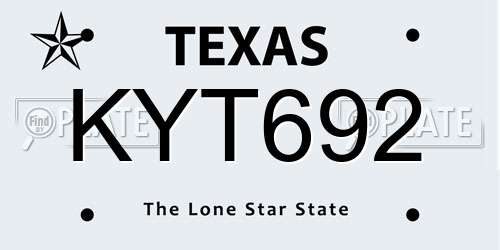 KYT692 Texas License Plate