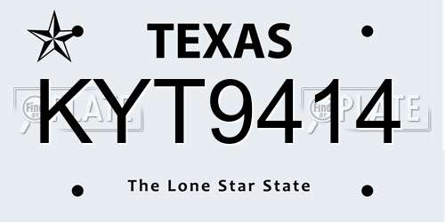 KYT9414 Texas License Plate
