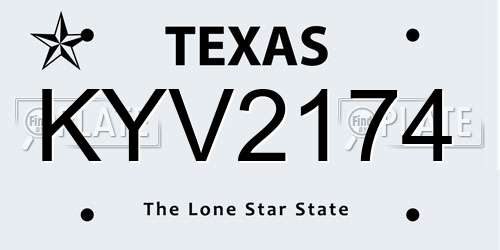 KYV2174 Texas License Plate