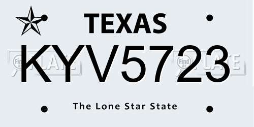 KYV5723 Texas License Plate