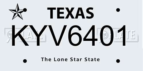 KYV6401 Texas License Plate