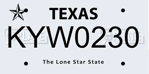 KYW0230 Texas License Plate