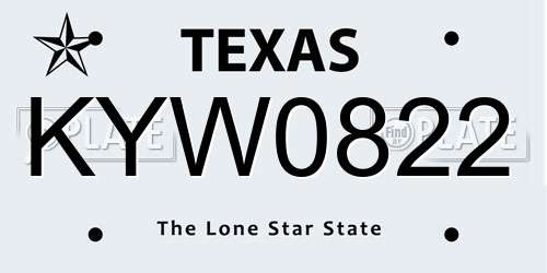 KYW0822 Texas License Plate