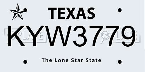 KYW3779 Texas License Plate