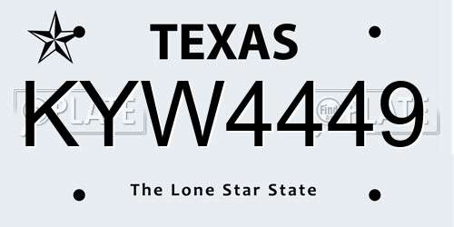KYW4449 Texas License Plate