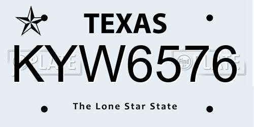 KYW6576 Texas License Plate