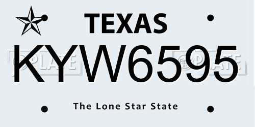 KYW6595 Texas License Plate