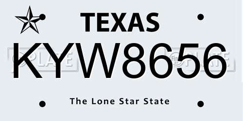KYW8656 Texas License Plate