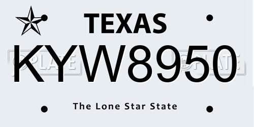 KYW8950 Texas License Plate