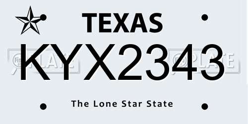 KYX2343 Texas License Plate