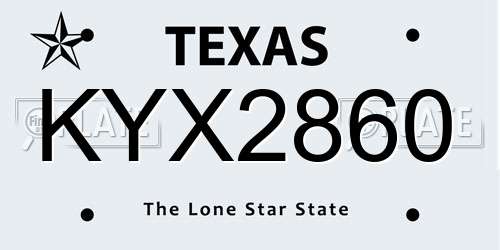 KYX2860 Texas License Plate
