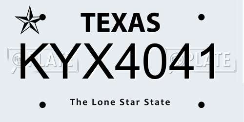 KYX4041 Texas License Plate
