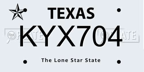 KYX704 Texas License Plate