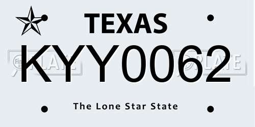 KYY0062 Texas License Plate