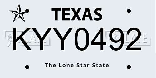 KYY0492 Texas License Plate