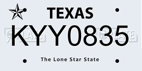 KYY0835 Texas License Plate