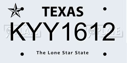 KYY1612 Texas License Plate