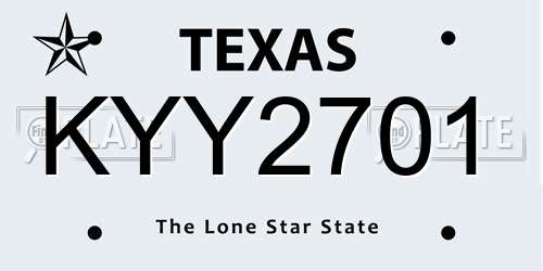 KYY2701 Texas License Plate