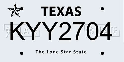 KYY2704 Texas License Plate