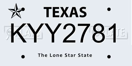 KYY2781 Texas License Plate