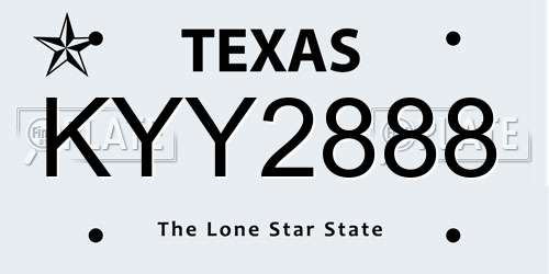 KYY2888 Texas License Plate