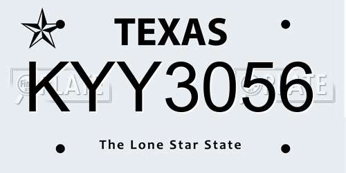 KYY3056 Texas License Plate
