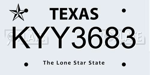 KYY3683 Texas License Plate