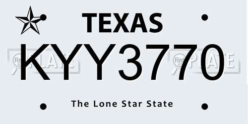 KYY3770 Texas License Plate