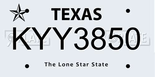 KYY3850 Texas License Plate
